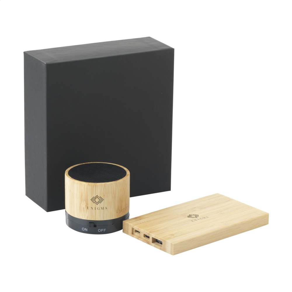 Logotrade promotional giveaway image of: PowerBox Bamboo gift set