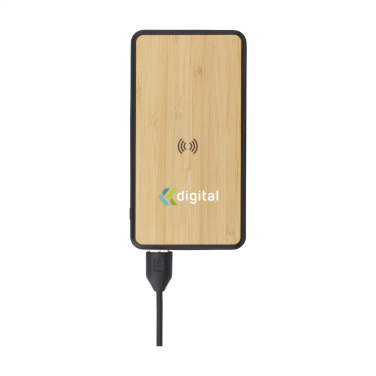 Logo trade promotional giveaways image of: Boru Bamboo RCS Recycled ABS Powerbank Wireless Charger