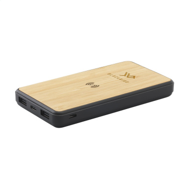 Logo trade business gifts image of: Boru Bamboo RCS Recycled ABS Powerbank Wireless Charger