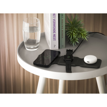 Logo trade promotional merchandise photo of: TriCharge RCS  Recycled PU Wireless Charger