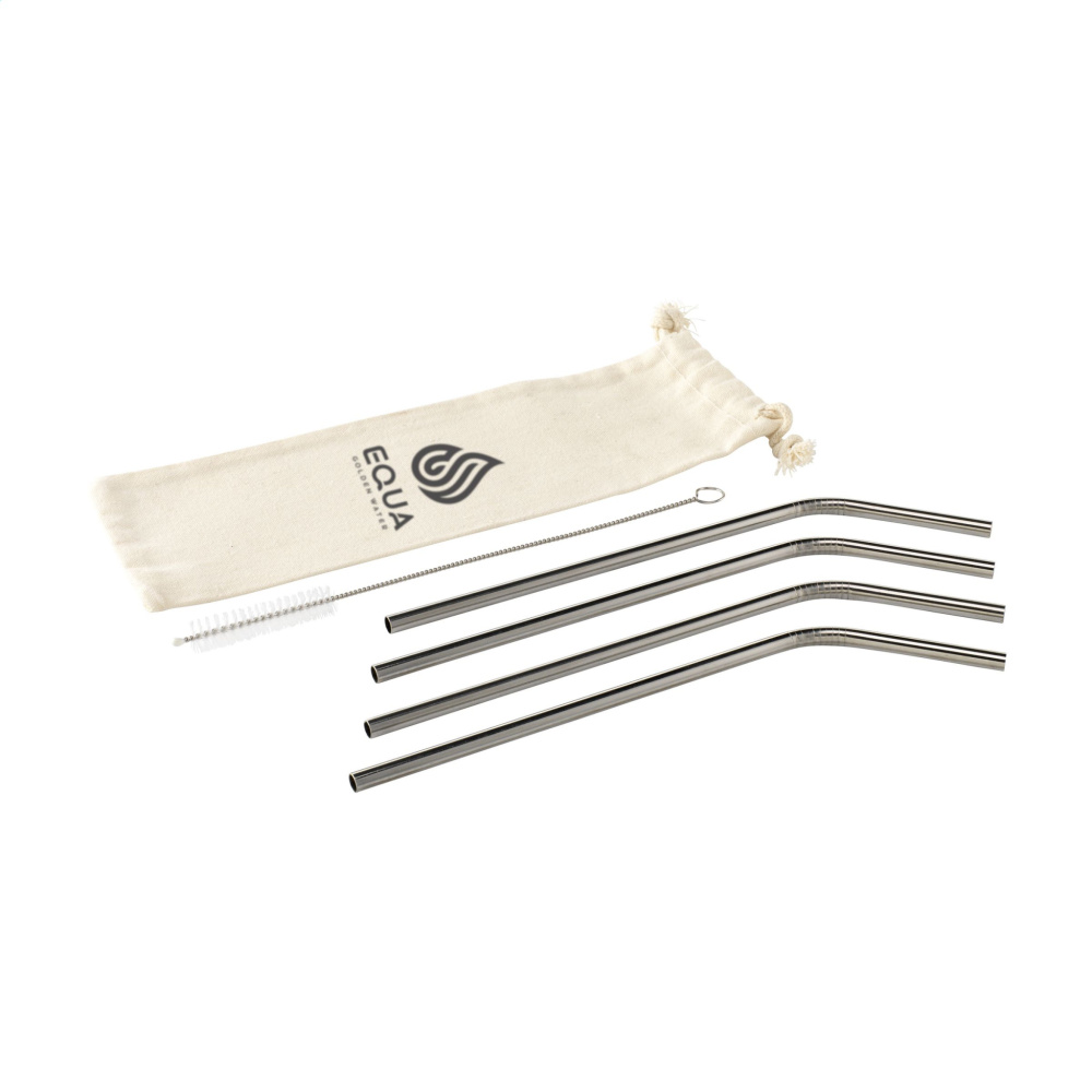 Logo trade promotional items image of: ECO RVS 4 pieces ECO Straw Set stainless-steel straws