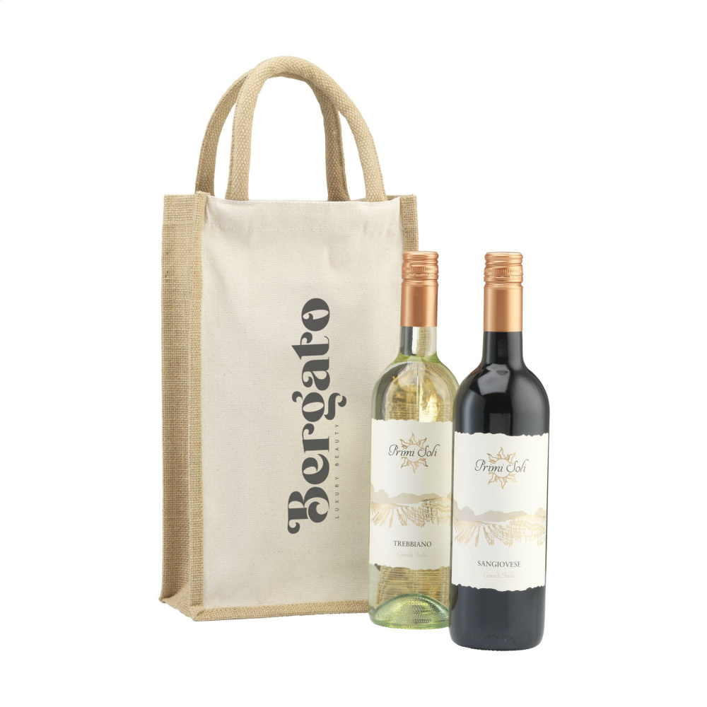 Logo trade business gift photo of: Jute Canvas Double Wine Bag