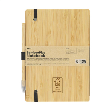 Logo trade promotional merchandise picture of: BambooPlus Paper Notebook A5 - Inkless Pen