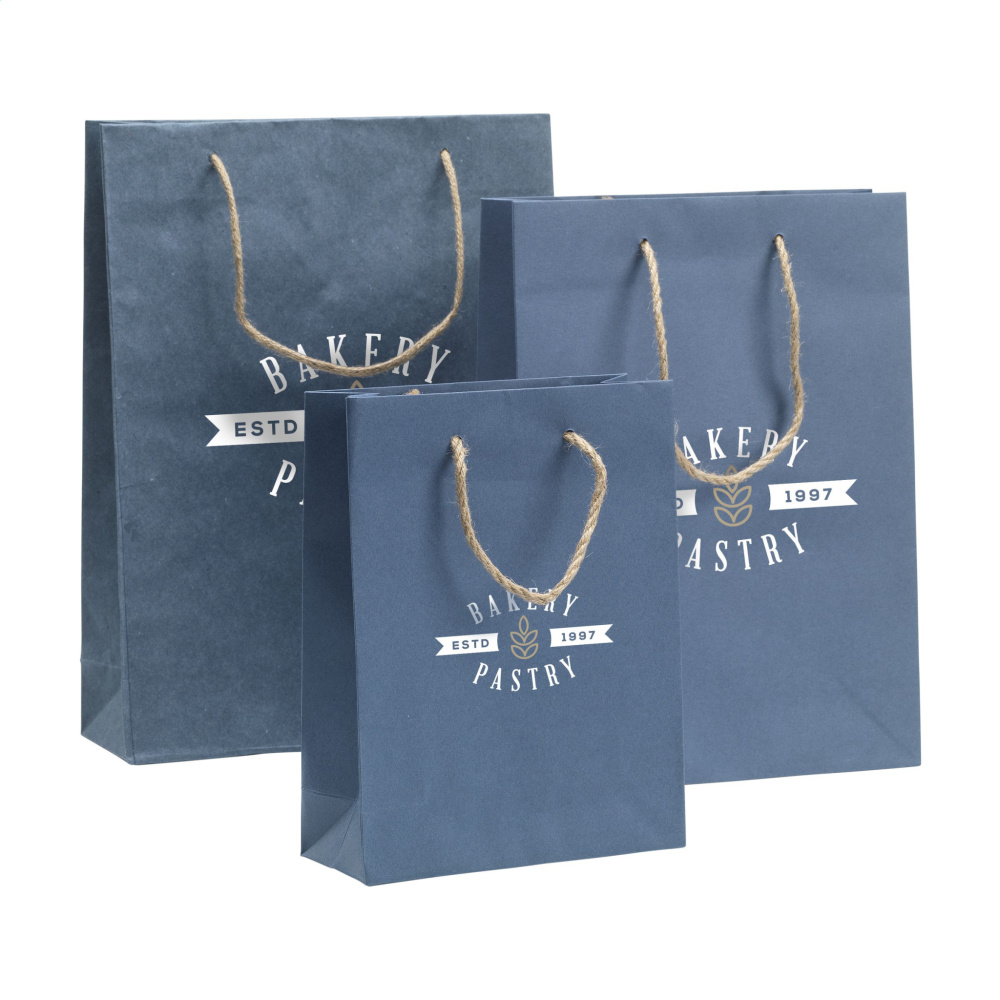 Logo trade promotional gift photo of: Leaf It Bag recycled with jeans fibres (180 g/m²) L