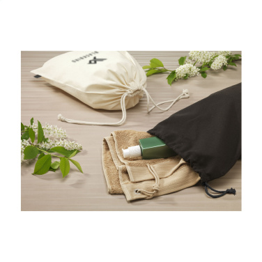 Logo trade corporate gift photo of: Gift Pouch Natural GRS Recycled Cotton (150 g/m²) L