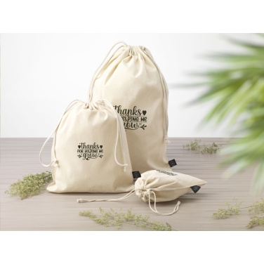 Logo trade promotional gifts image of: Gift Pouch Natural GRS Recycled Cotton (150 g/m²) L