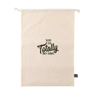 Logo trade promotional merchandise picture of: Gift Pouch Natural GRS Recycled Cotton (150 g/m²) L