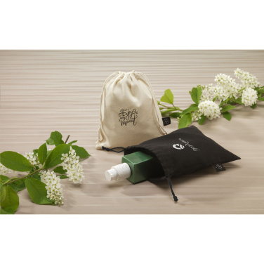 Logo trade corporate gift photo of: Gift Pouch Natural GRS Recycled Cotton (150 g/m²) S