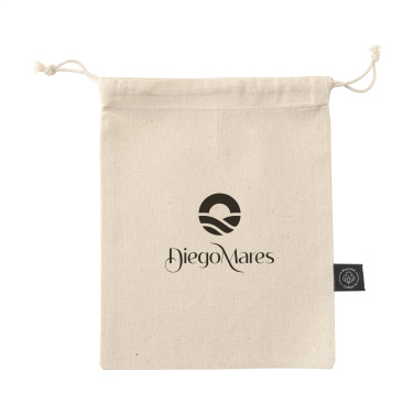 Logo trade promotional items image of: Gift Pouch Natural GRS Recycled Cotton (150 g/m²) S