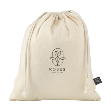 Logo trade promotional products image of: Gift Pouch Natural GRS Recycled Cotton (150 g/m²) M