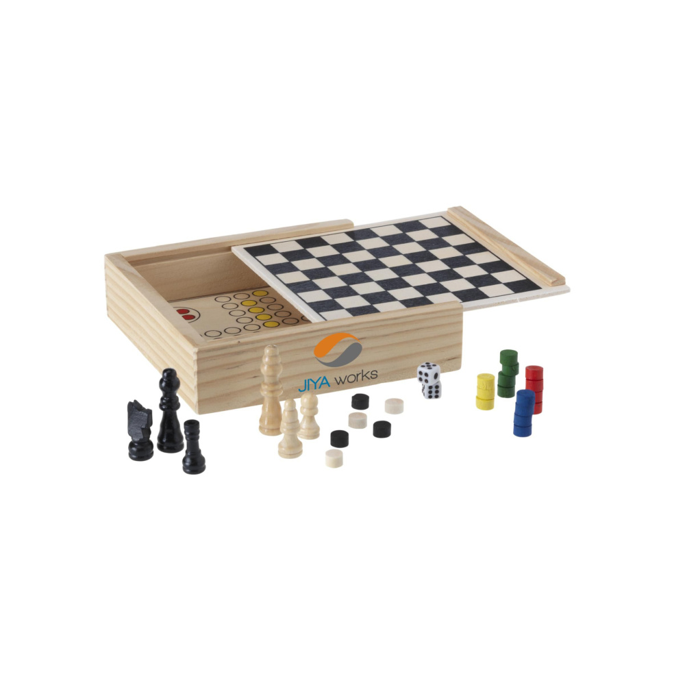 Logo trade corporate gifts image of: WoodGame 5-in-1 game set