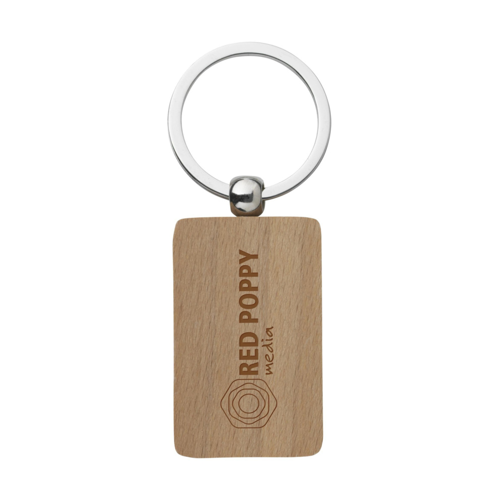 Logo trade corporate gifts image of: WoodKey Rectangle keychain