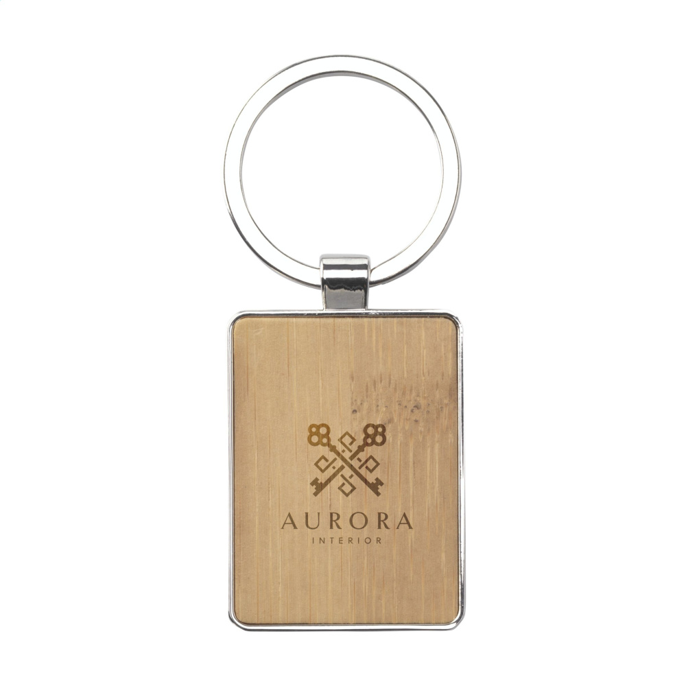 Logotrade promotional item image of: Bamboo Key Rectangle keyring