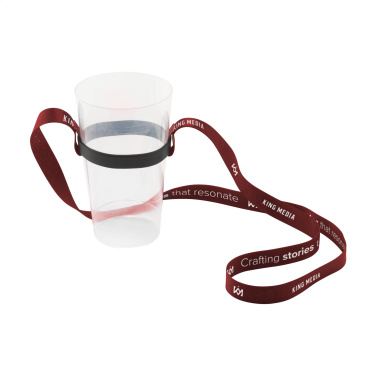 Logotrade promotional item image of: Lanyard Sublimation RPET 1.5 cm with Cup holder