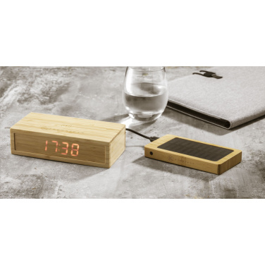 Logotrade corporate gift image of: Bamboo Alarm Clock with Wireless Charger