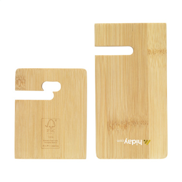 Logo trade corporate gifts image of: Miyo Bamboo Phone Stand