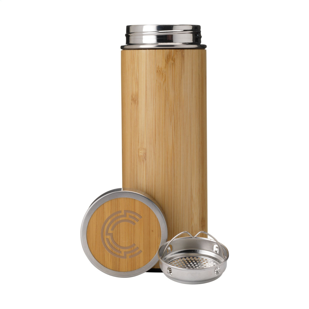 Logo trade promotional products image of: Osaka 360 ml bamboo thermo bottle/thermo cup