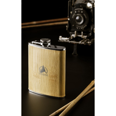 Logotrade advertising products photo of: Hipflask Bamboo 200 ml drinking bottle