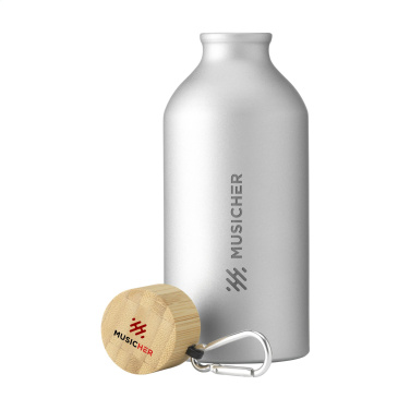 Logo trade promotional gifts image of: AluBamboo GRS Recycled Alu 500 ml water bottle