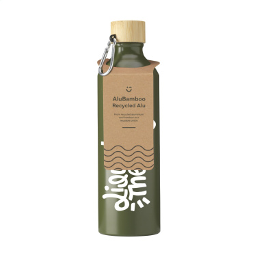 Logo trade promotional item photo of: AluBamboo GRS Recycled Alu 750 ml water bottle