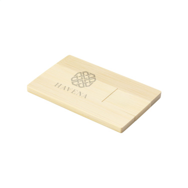 Logo trade promotional giveaways image of: CreditCard USB Bamboo 16 GB