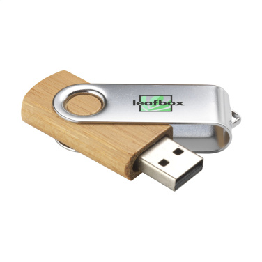 Logo trade advertising products image of: USB Twist Bamboo from stock 8 GB