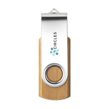 Logo trade corporate gifts image of: USB Twist Bamboo from stock 8 GB