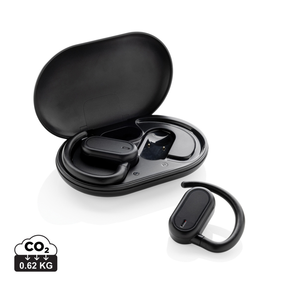 Logotrade promotional gift image of: Fitsound RCS recycled plastic open ear TWS earbuds