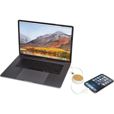 Logotrade promotional item image of: Chechia 5-in-1 recycled plastic 100 cm retractable data sync and 45W fast charge cable