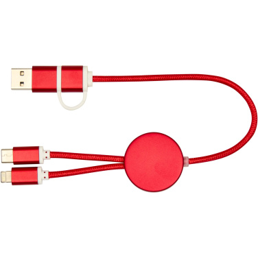 Logo trade promotional gifts image of: Alasia 5-in-1 recycled aluminium and plastic 30 cm data sync and 27W fast charge cable