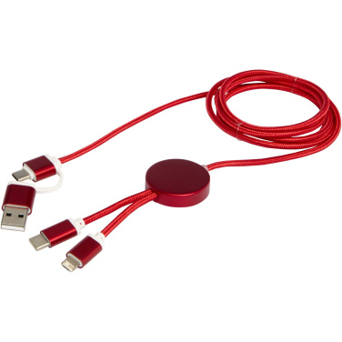 Logo trade promotional merchandise photo of: Alasia 5-in-1 recycled aluminium and plastic 150 cm data sync and 27W fast charge cable