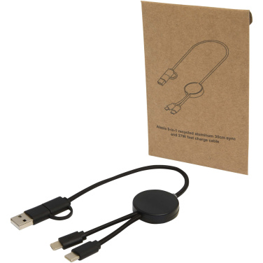 Logo trade promotional merchandise image of: Citala 5-in-1 recycled plastic 30 cm data sync and 27W fast charge cable