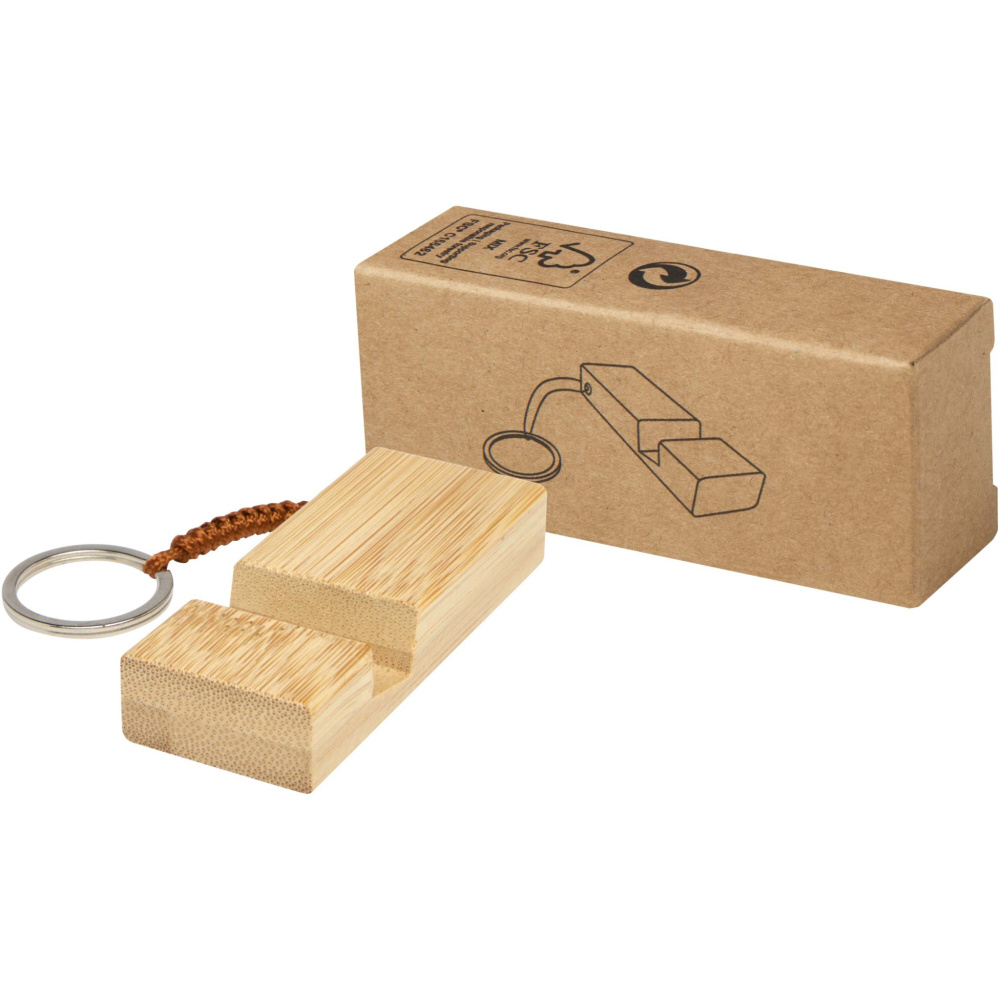 Logo trade promotional products image of: Bosona bamboo phone holder with keychain