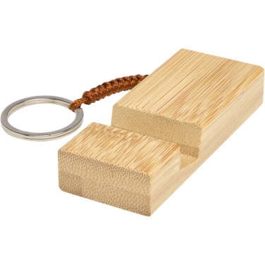 Logo trade advertising products image of: Bosona bamboo phone holder with keychain