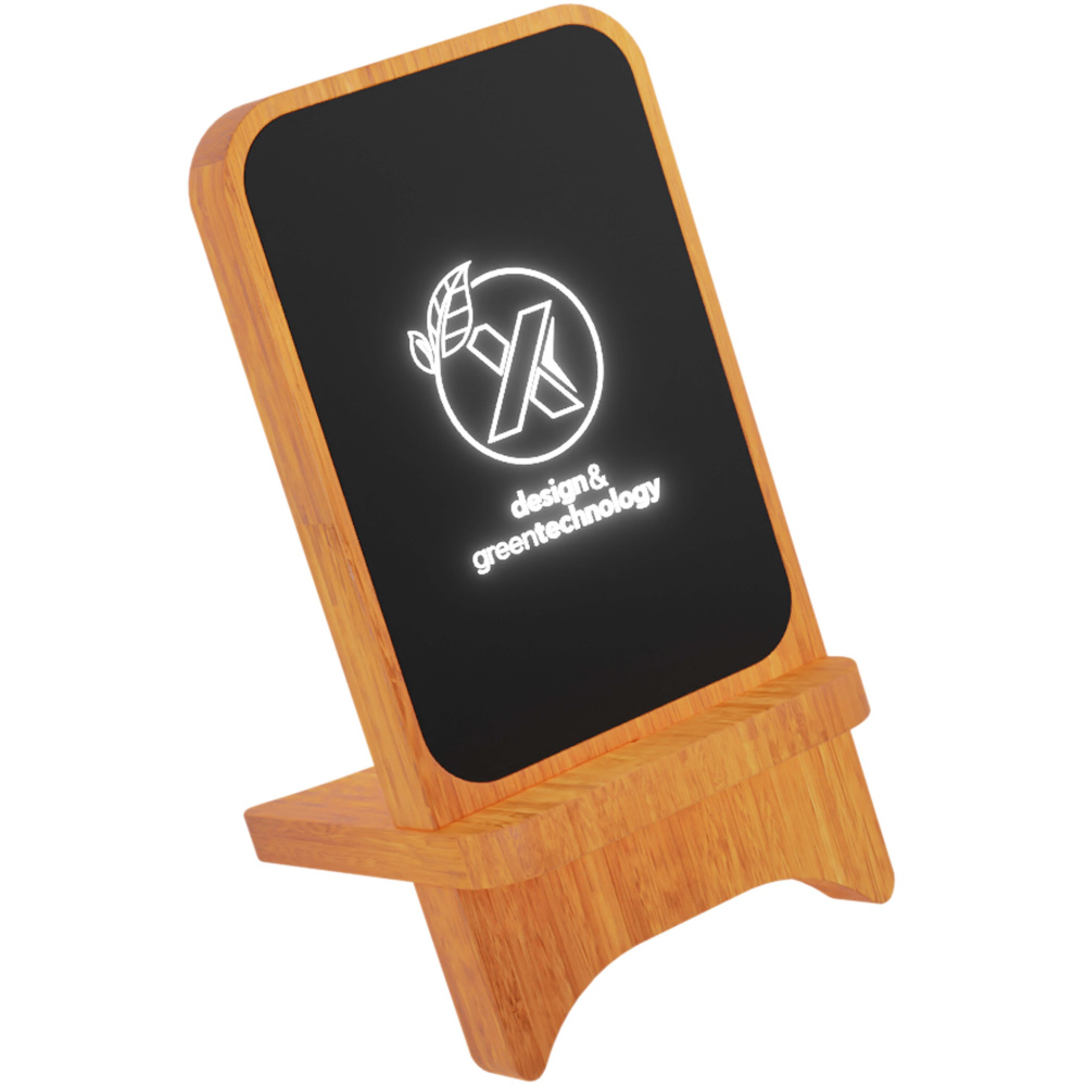 Logo trade promotional merchandise image of: SCX.design W16 10W light-up wireless wooden stand