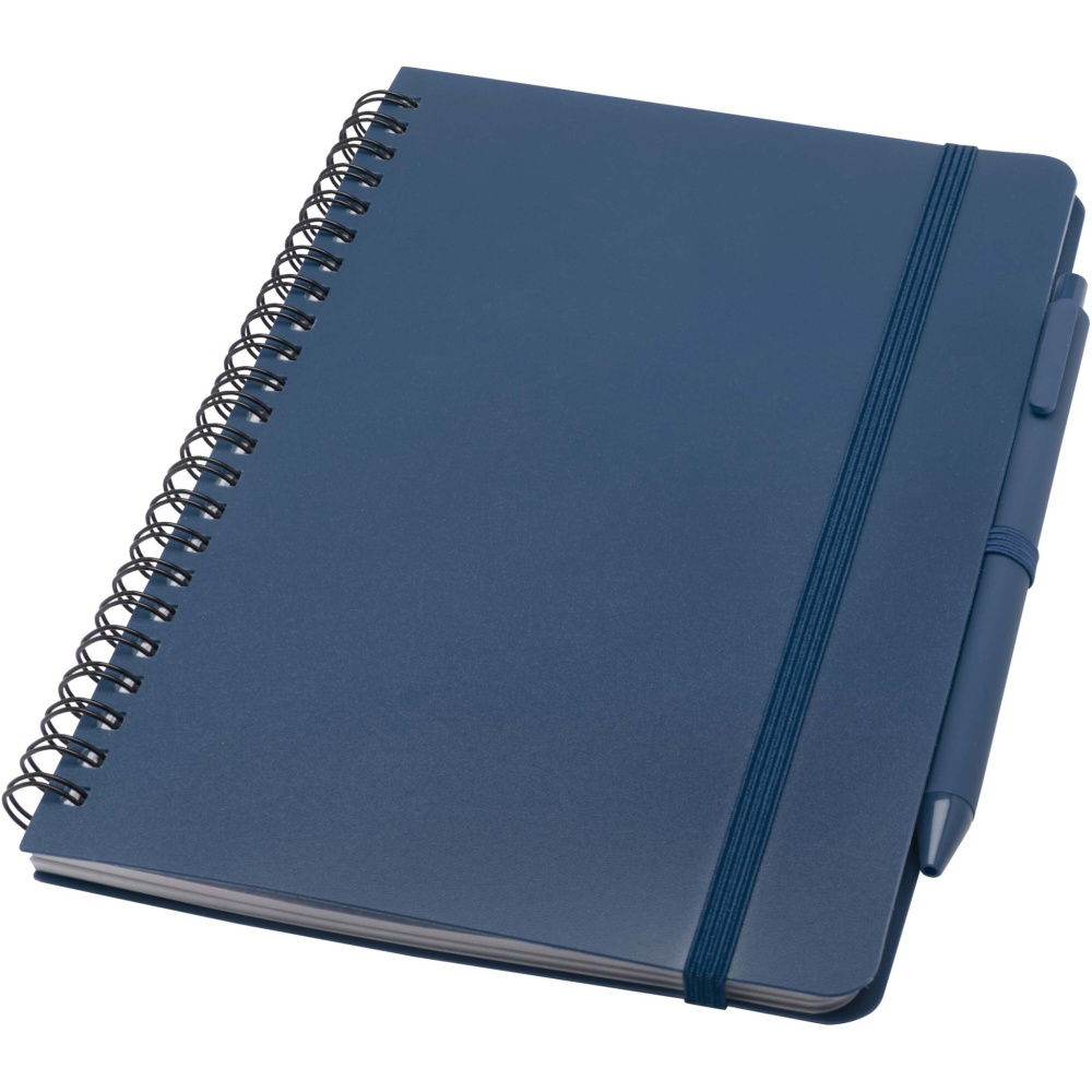 Logo trade promotional merchandise photo of: Thalaasa A5 ocean-bound hard cover notebook with ballpoint pen (black ink)