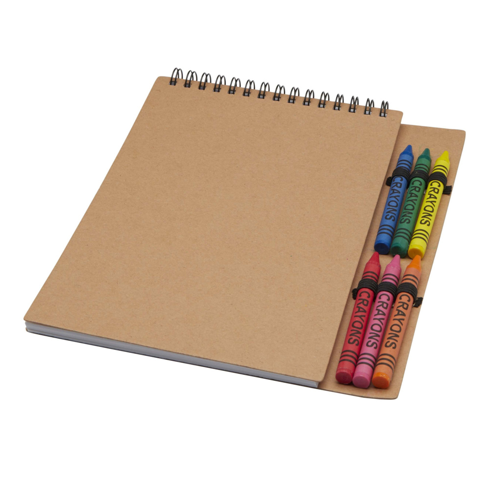 Logotrade promotional merchandise photo of: Doodle A5 spiral soft cover notebook and crayon set