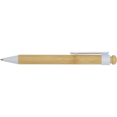 Logo trade promotional merchandise image of: Rattan bamboo and recycled plastic ballpoint pen (black ink)