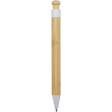 Logo trade promotional gifts image of: Rattan bamboo and recycled plastic ballpoint pen (black ink)