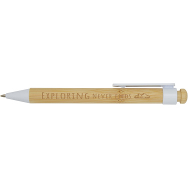 Logo trade promotional products image of: Rattan bamboo and recycled plastic ballpoint pen (black ink)