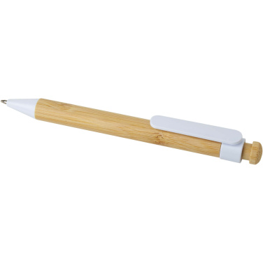 Logo trade promotional items image of: Rattan bamboo and recycled plastic ballpoint pen (black ink)