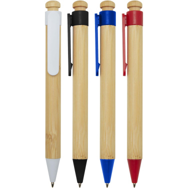 Logotrade promotional product picture of: Rattan bamboo and recycled plastic ballpoint pen (black ink)