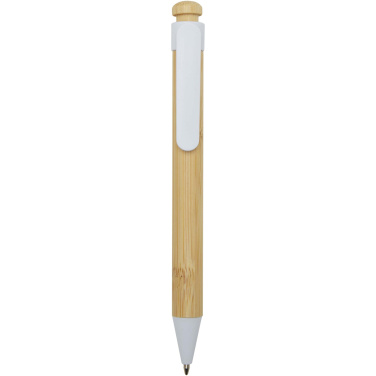 Logotrade promotional merchandise image of: Rattan bamboo and recycled plastic ballpoint pen (black ink)