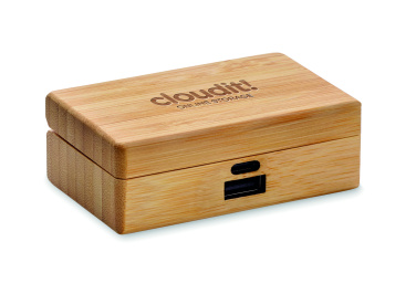 Logo trade promotional giveaway photo of: TWS earbuds in bamboo case