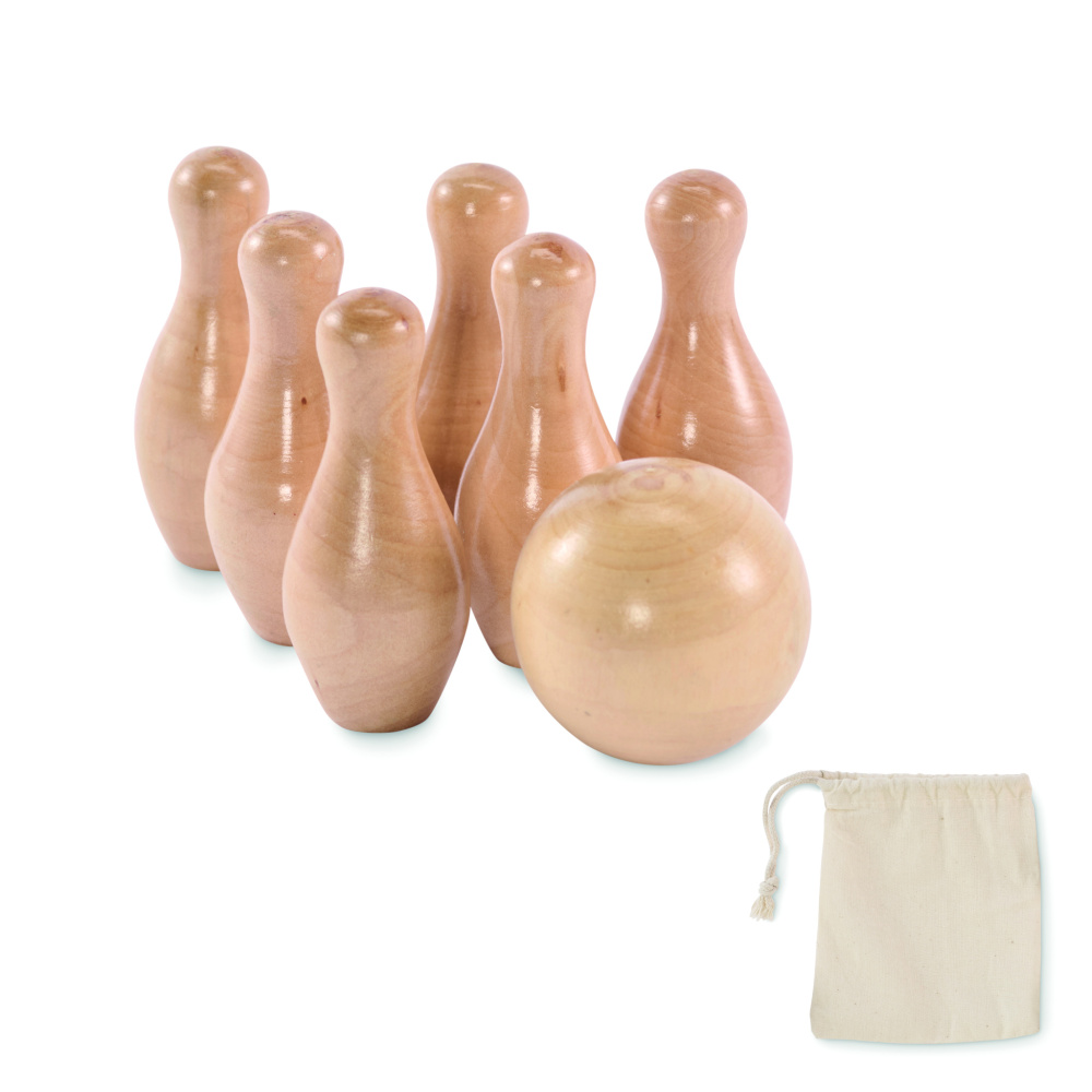 Logo trade promotional products image of: Mini pine wood bowling set