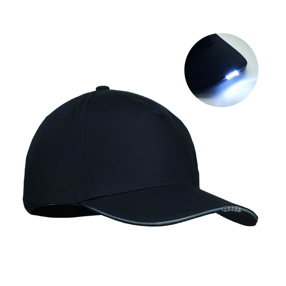 Logotrade corporate gift image of: 5 panel LED cotton cap 220gr/m²