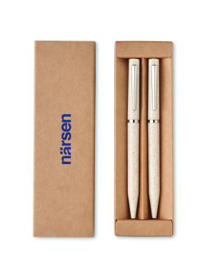 Logo trade advertising products image of: Wheat straw/ABS twist pen set