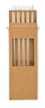 Logo trade promotional item photo of: 4 reusable glass straws