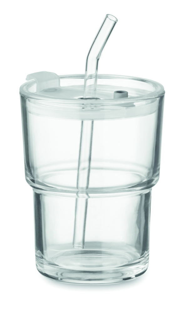 Logo trade promotional item photo of: Glass tumbler with straw 400ml