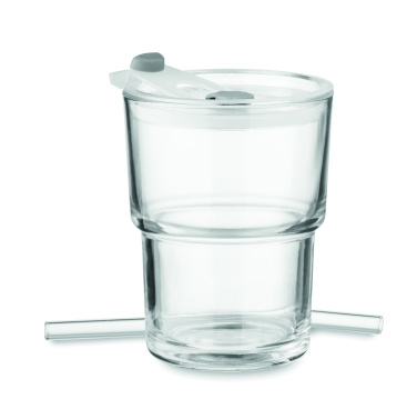 Logotrade promotional product picture of: Glass tumbler with straw 400ml